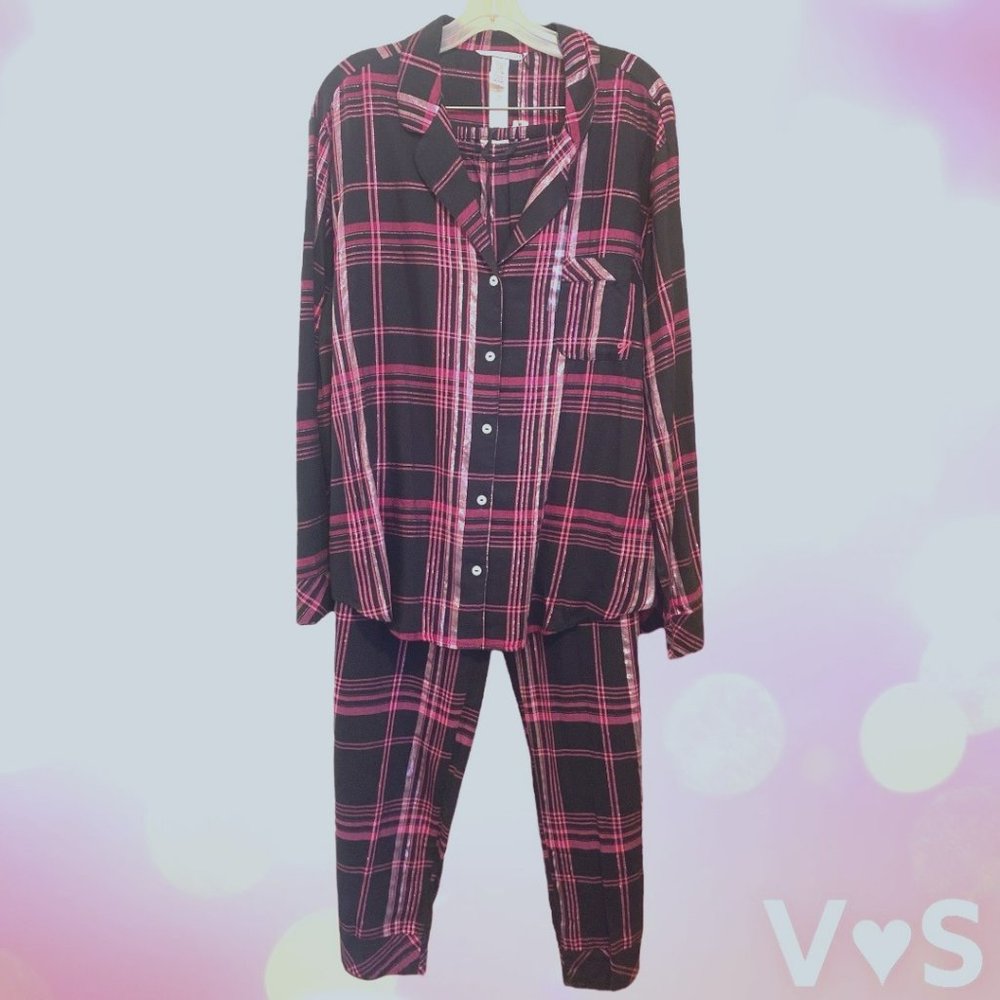 Victoria's Secret Pink and Black Plaid Pajama Set